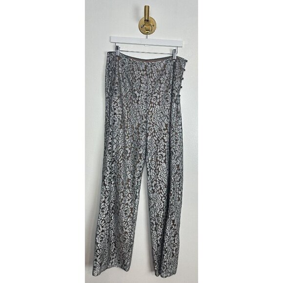 HOUSE OF CB Mara Lace Trousers in Silver Metallic Size Large - Picture 5 of 11